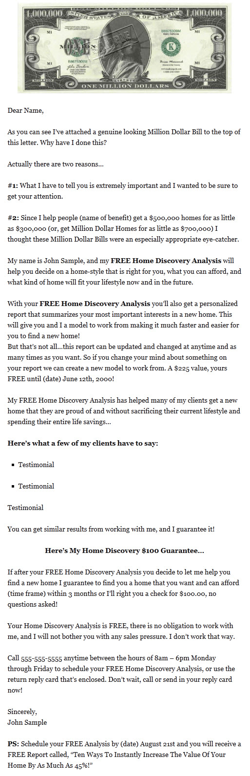 real estate prospecting letter Amazing Prospecting and Marketing Letters